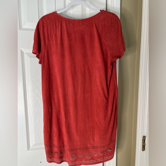 H&M Faux Suede Terracotta/ Red Cutout Dress - Picture 2 of 4
